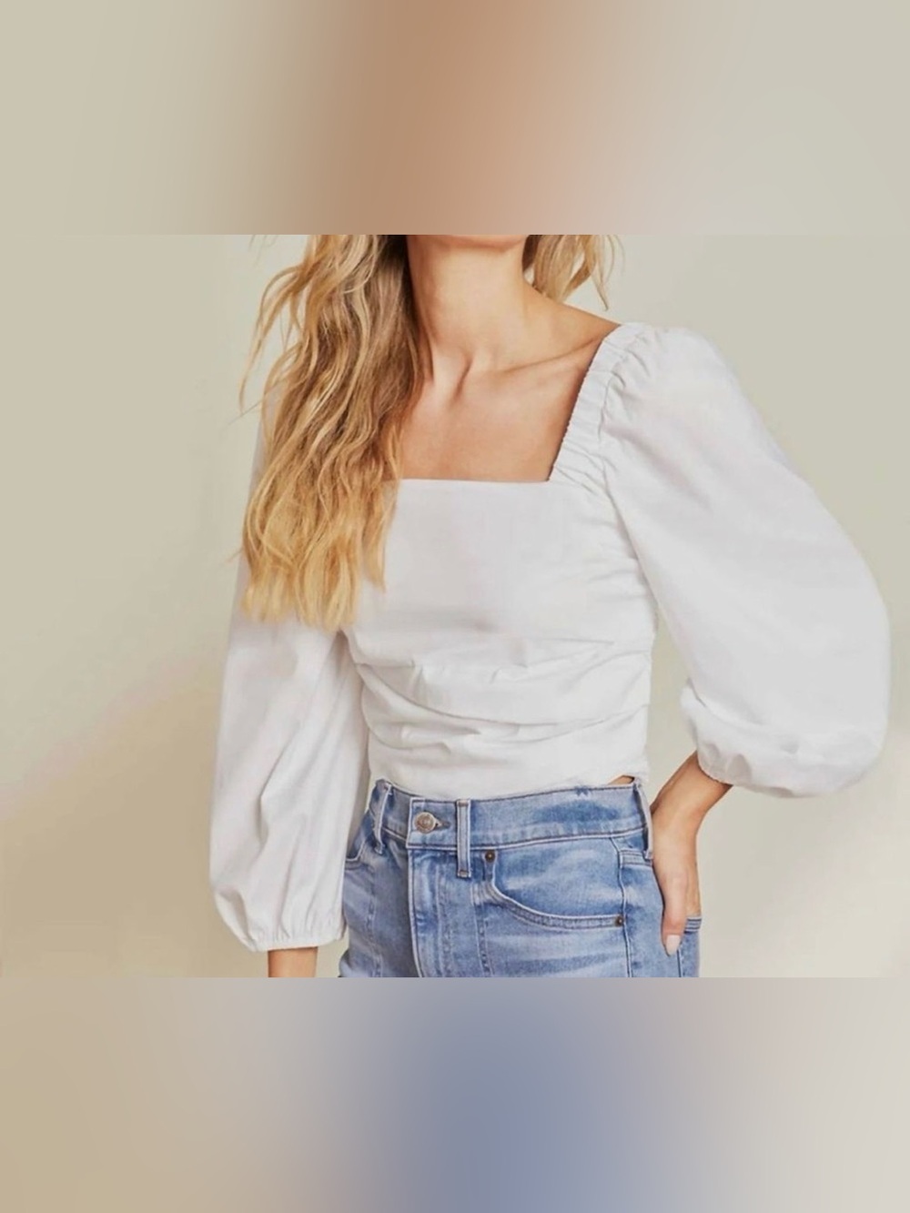 Worn Once! Veronica Beard Kayla Puff Sleeve White Top, sz 4